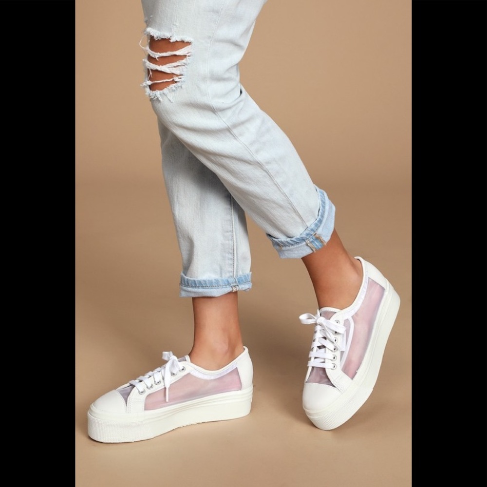 SUPERGA White Mesh Platform New Sneakers.